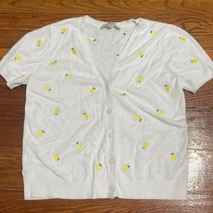 Loft lemon print cardigan top